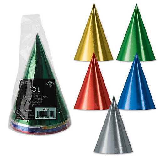 Beistle - Pkgd Foil Cone Hats - 12 Pack