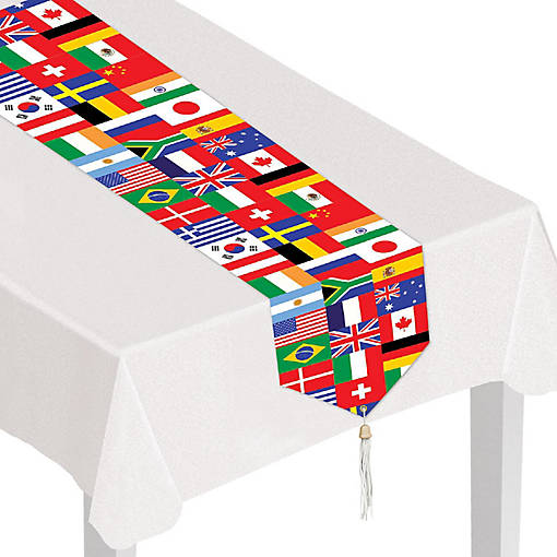 Beistle - Printed International Flag Table Runner - 12 Pack