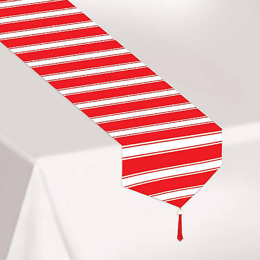 Beistle - Printed Red &amp; White Stripes Table Runner - 12 Pack