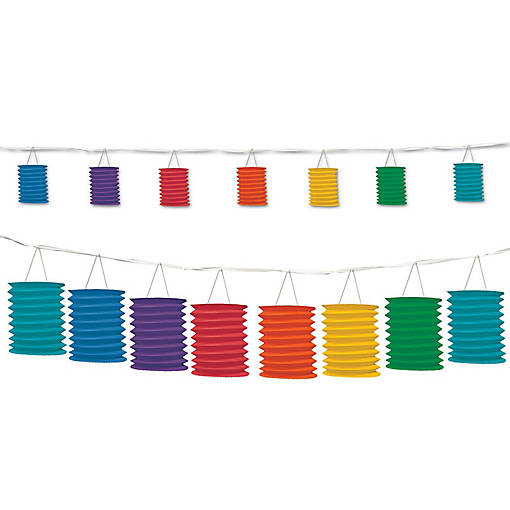 Beistle - Rainbow Lantern Garland - 6 Pack