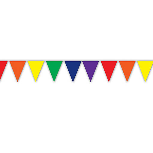 Beistle - Rainbow Pennant Banner - Multicolor - 12 Pack