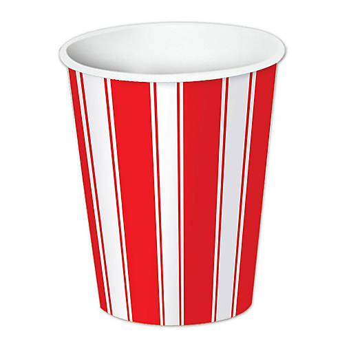 Beistle - Red &amp; White Stripes Beverage Cups - 12 Pack