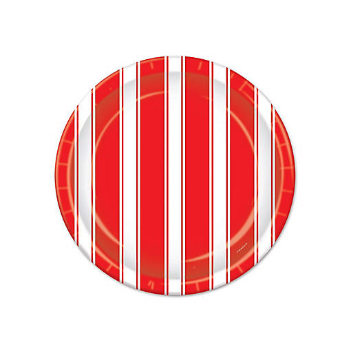 Beistle - Red &amp; White Stripes Plates - 7" - 12 Pack