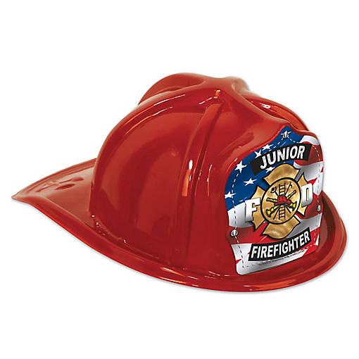 Beistle - Red Plastic Jr Firefighter Hat - 48 Pack
