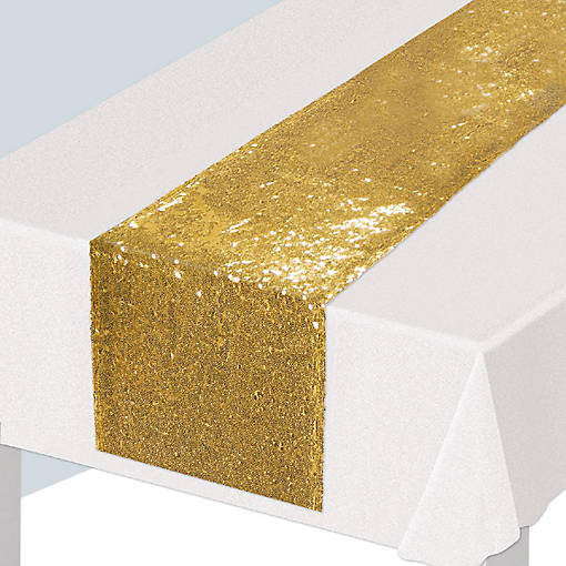 Beistle - Sequined Table Runner - Golden - 12 Pack