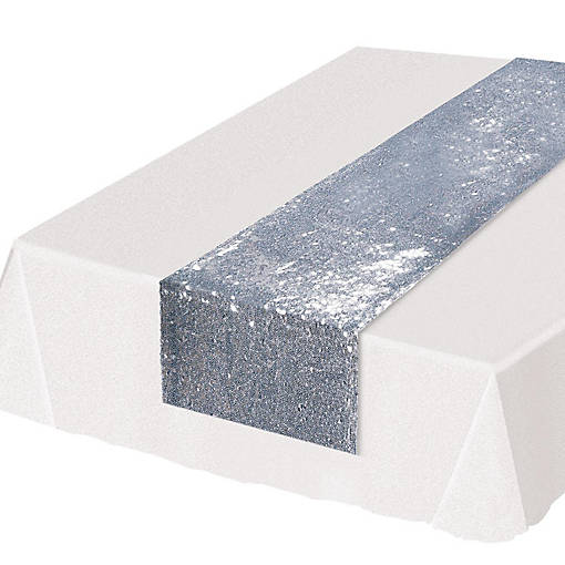 Beistle - Sequined Table Runner - Silver - 12 Pack