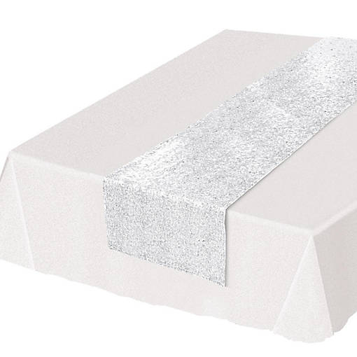 Beistle - Sequined Table Runner - White - 12 Pack