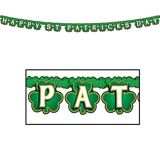 Beistle - Shamrock Happy St Patrick's Day Streamer - 12 Pack