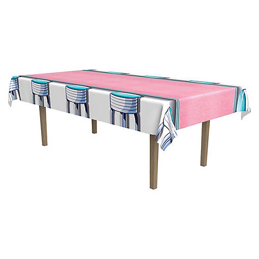 Beistle - Soda Shop Stools Tablecover - 12 Pack