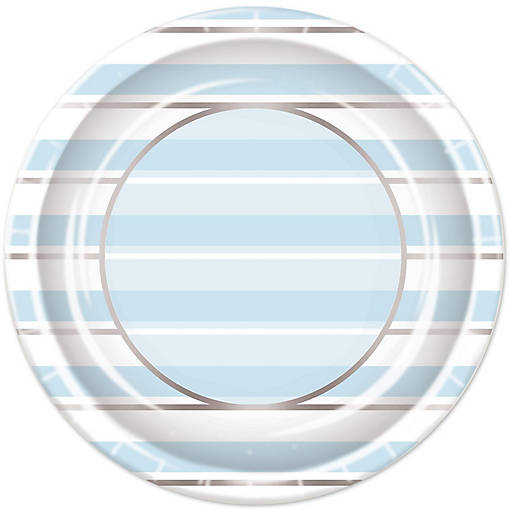 Beistle - Striped Plates - Blue - 12 Pack