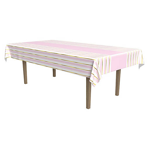 Beistle - Striped Tablecover - Pink - 12 Pack