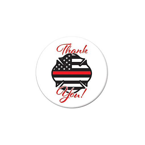 Beistle - Thank You! Firefighters Button - White and Red - 6 Pack