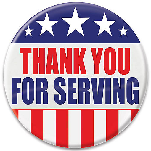 Beistle - Thank You For Serving Button - 6 Pack