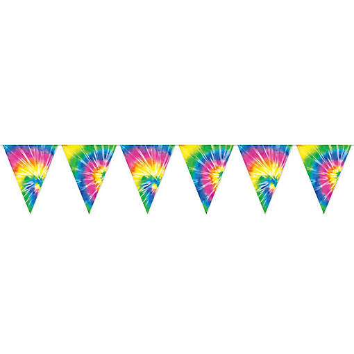 Beistle - Tie-Dyed Pennant Banner - 12 Pack