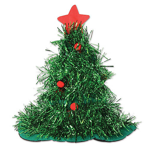 Beistle - Tinsel Christmas Tree Hat - 12 Pack