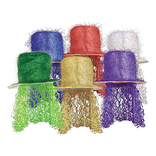 Beistle - Tinsel Top Hat w/Curly Wig - 6 Pack