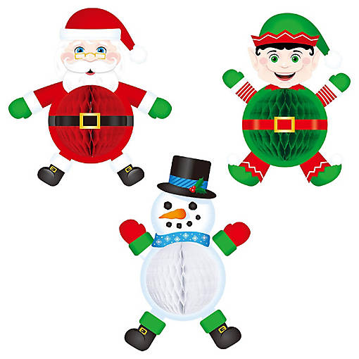 Beistle - Tissue Elf, Santa &amp; Snowman - 12 Pack