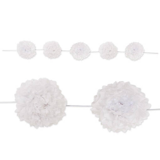 Beistle - Tissue Flower Garland - White - 6 Pack