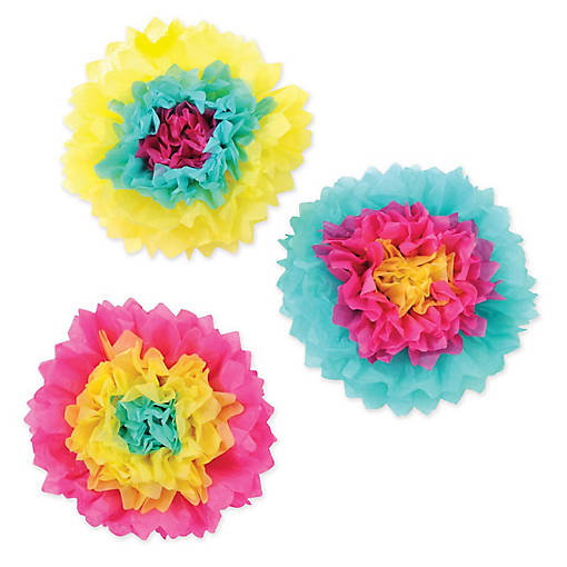 Beistle - Tissue Flowers - Multicolor - 12 Pack