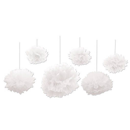 Beistle - Tissue Fluff Balls - White - 6 Pack