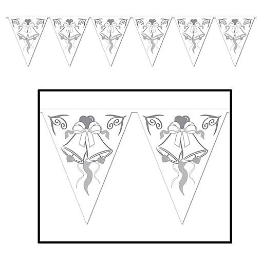 Beistle - Wedding Bells Pennant Banner - 12 Pack
