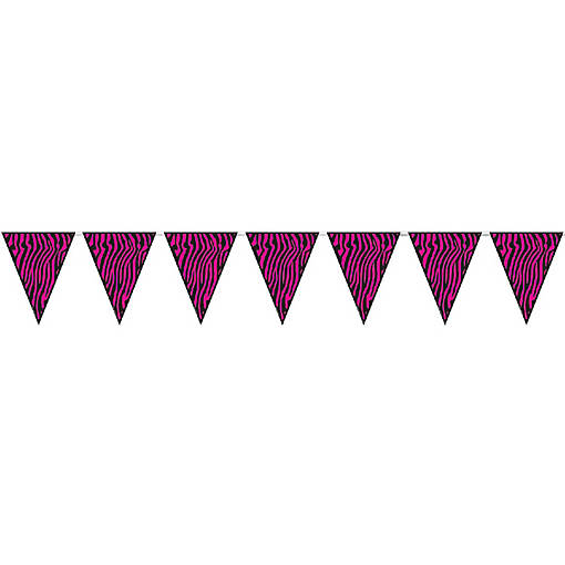 Beistle - Zebra Print Pennant Banner - 12 Pack