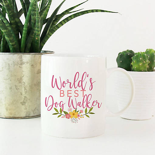 Best Dog Walker Floral Ceramic Mug