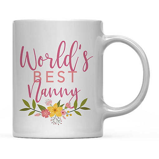 Best Nanny Floral Ceramic Mug
