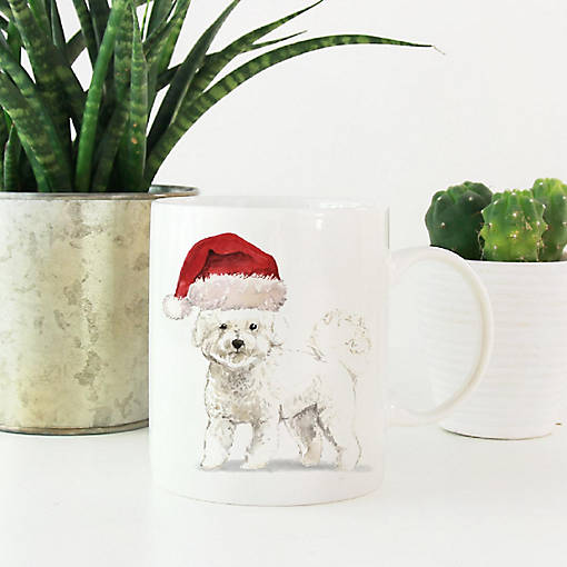 Bichon Frise Santa Hat Ceramic Mug