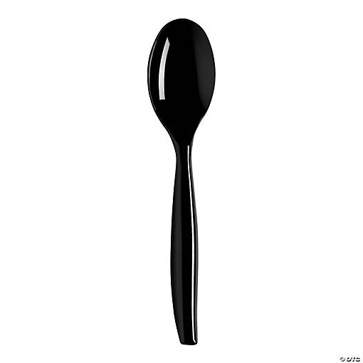 Black Disposable Plastic Serving Spoons - (75 Spoons)