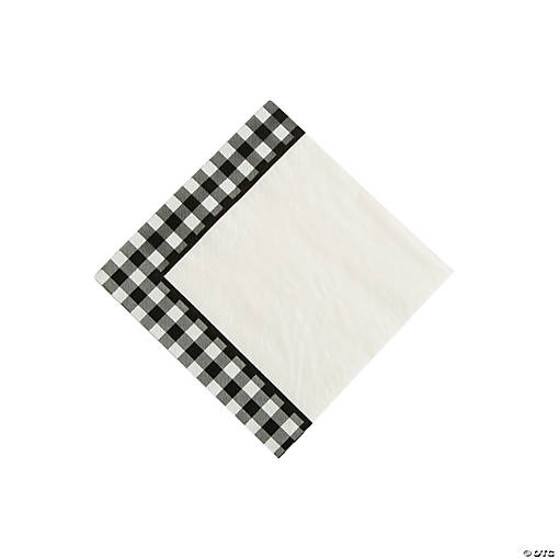 Black Gingham Beverage Napkins
