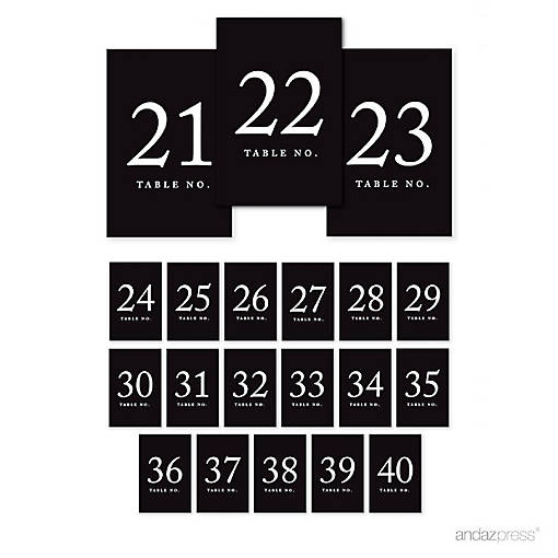 Black Minimal Table Numbers 21 40