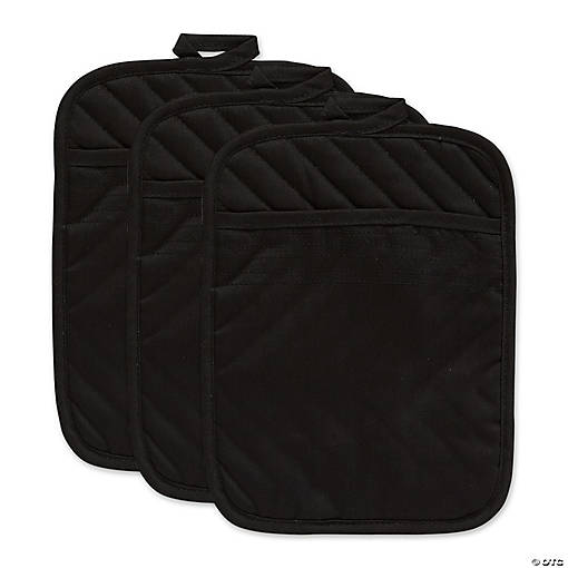 Black Quilted Potholder Set/3