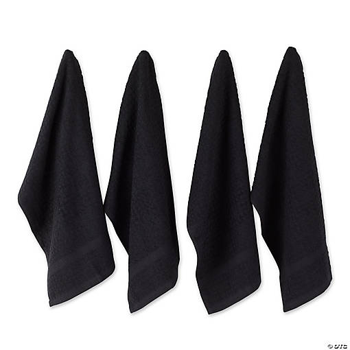 Black Solid Waffle Dishtowel (Set Of 4)