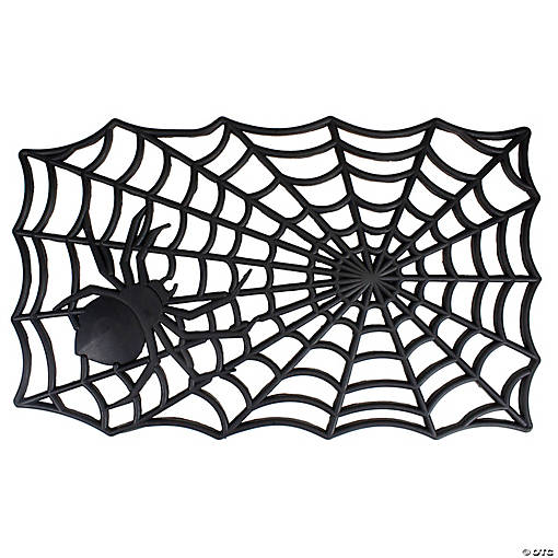 Black Spider Web Rectangular Halloween Doormat 18" x 30"