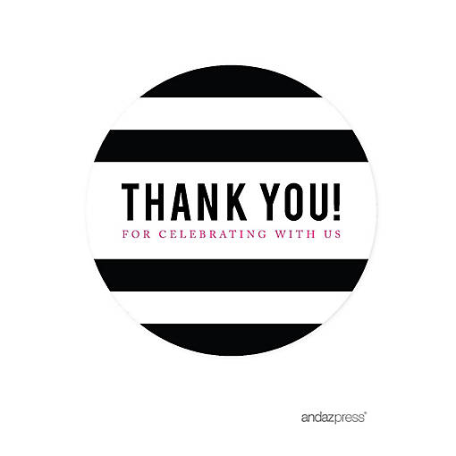 Black White Stripes Thank You 40-Pack
