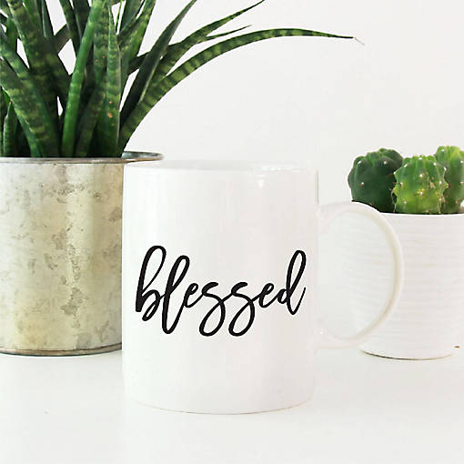 Blessed Black Calligraphy Ceramic Mug