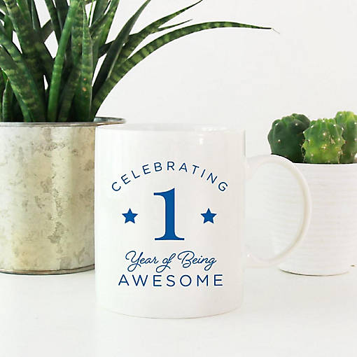 Blue 1 Year Awesome Ceramic Mug