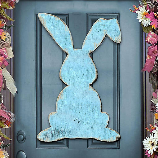 Blue Bunny Rabbit Easter Door Decor by G. Debrekht