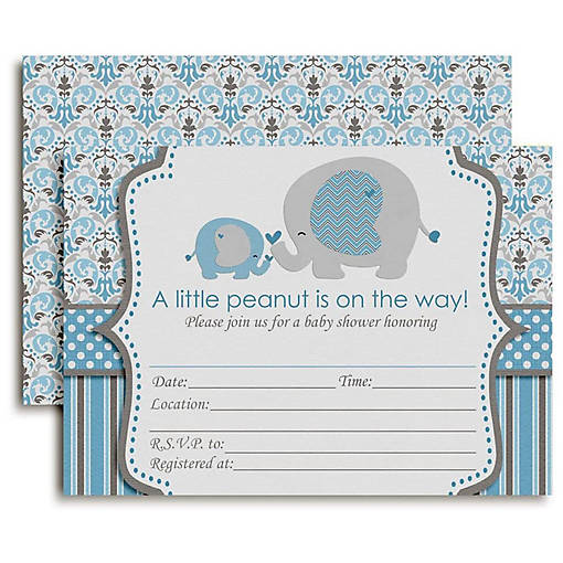 Blue Elephant Invitations 40pc. by AmandaCreation