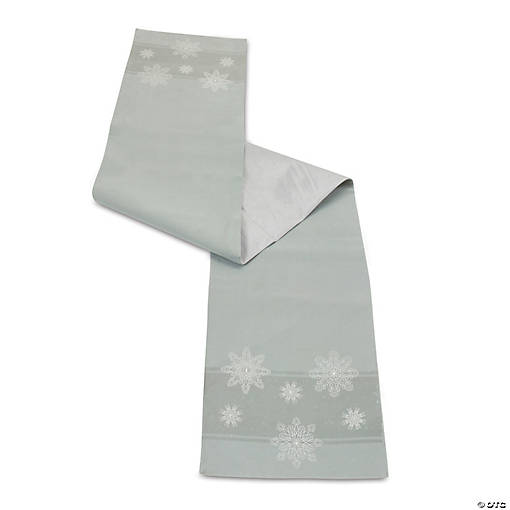 Blue Embroidered Snowflake Pattern Runner 72"L X 12.5"W Polyester