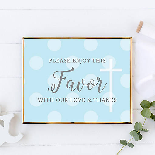Blue/Gray Baptism Sign Please Enjoy