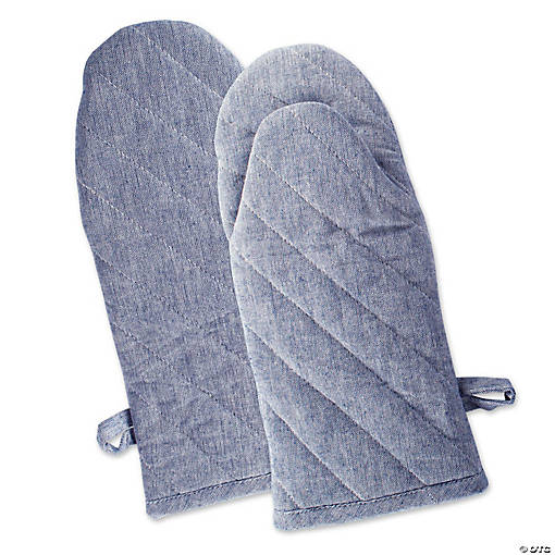 Blue Solid Chambray Oven Mitt (Set Of 2)