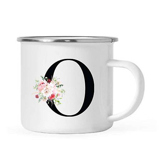 Blush Floral Monogram O 11oz Camp Mug