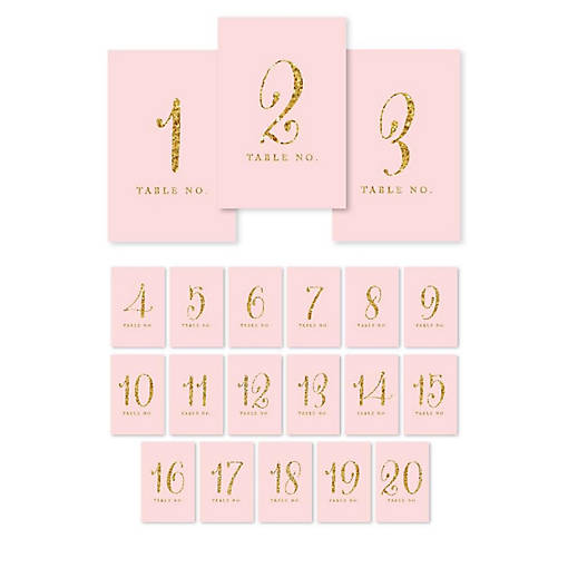 Blush Gold Glitter Table Numbers 1-20