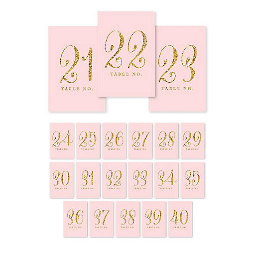 Blush Gold Glitter Table Numbers 21-40