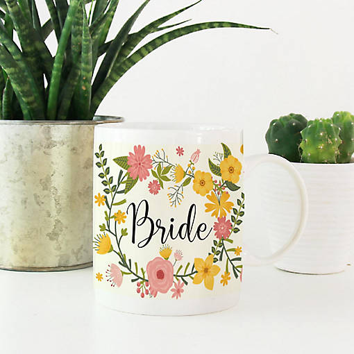 Boho Floral Bride Ceramic Mug