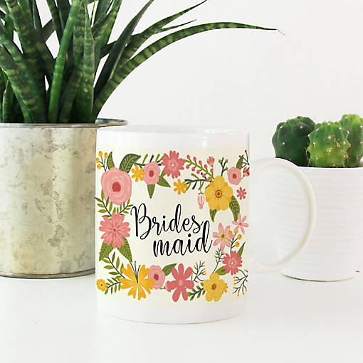 Boho Floral Bridesmaid Ceramic Mug