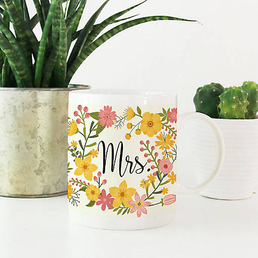 Boho Floral Mrs Ceramic Mug