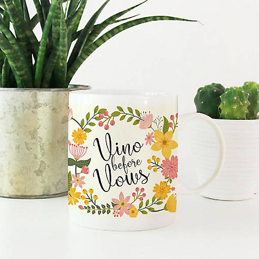 Boho Floral Vino Before Vows Mug